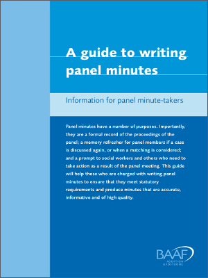 A Guide to Writing Panel Minutes front cover