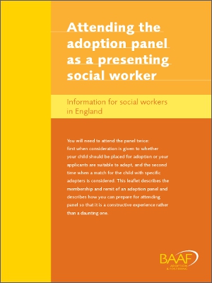 Attending the adoption panel as a presenting social worker cover