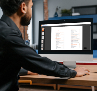 Person working at a desktop