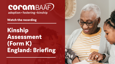 An older woman with two young children