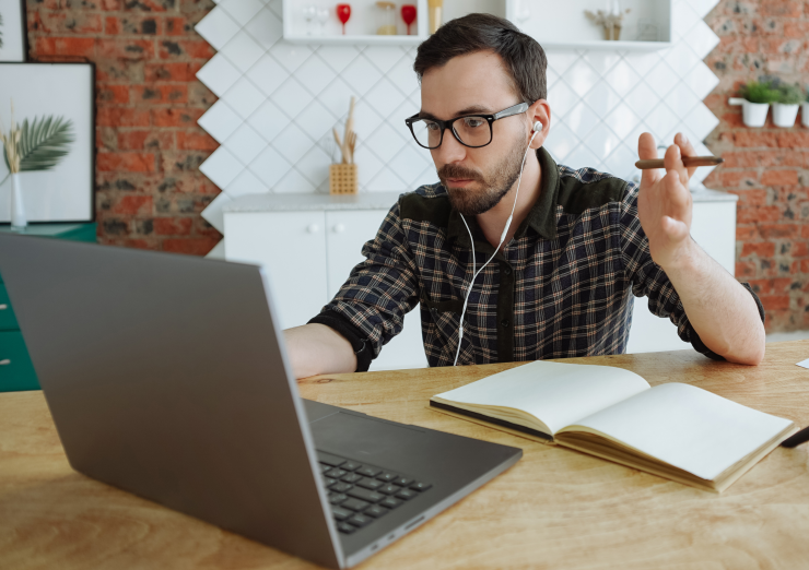 Man watching a webinar