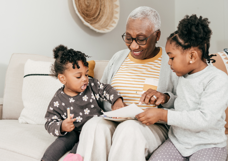 grandmother with her granddaughters
